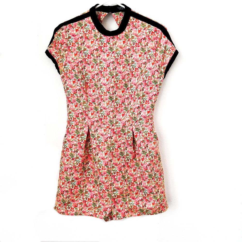 topshop floral romper w/open back + pockets - Picture 2 of 7
